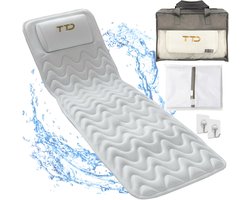 TTD Badkussen met hoofdsteun - Nekkussen voor bad - 6 zuignappen - 5D Air Mesh - Wasbaar - Met waszak en reistas