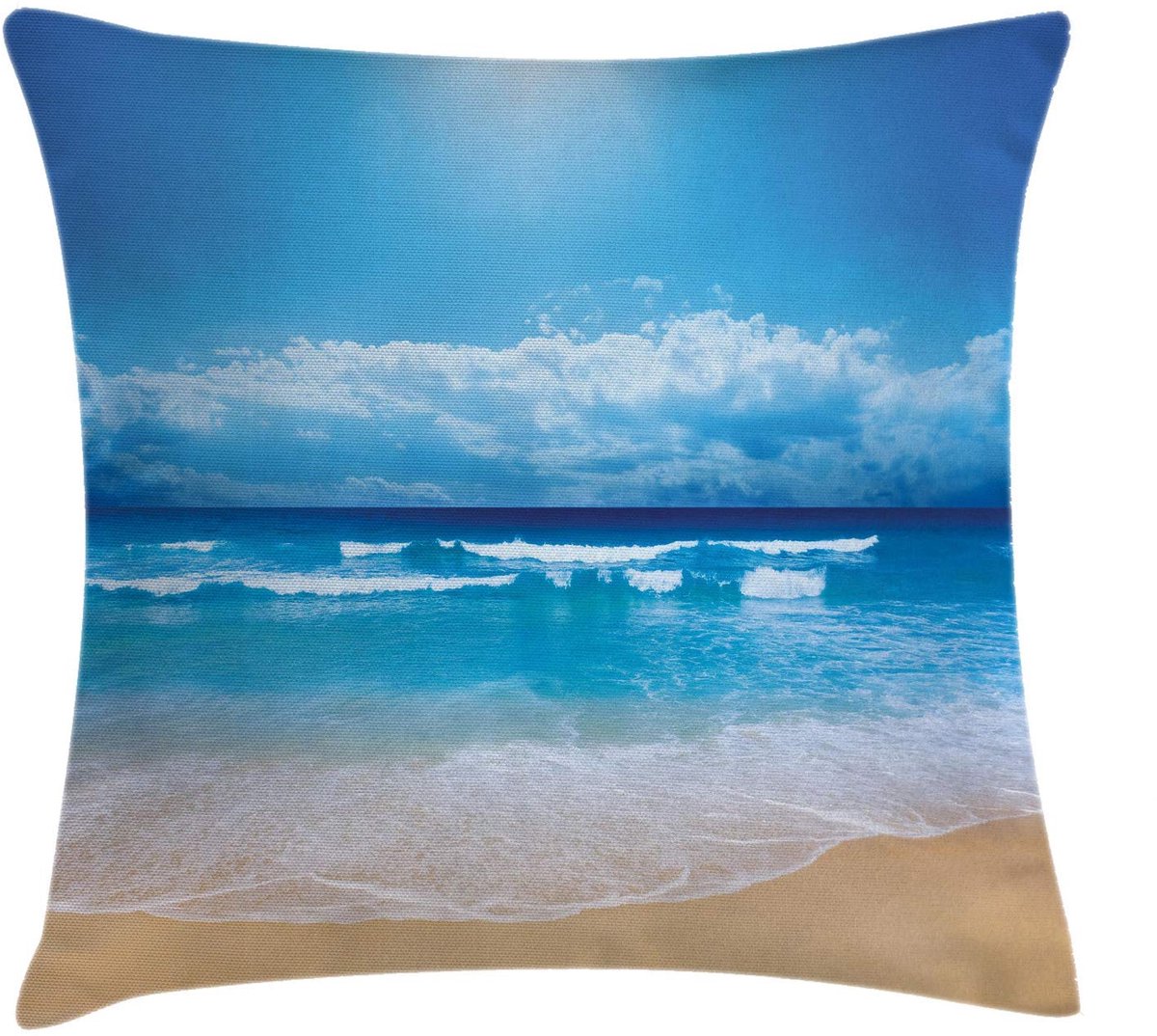 ABAKUHAUS Kussenhoes – Strand kussenhoes 45x45 cm – Veelkleurig, Wasbaar Sandbruin Blau