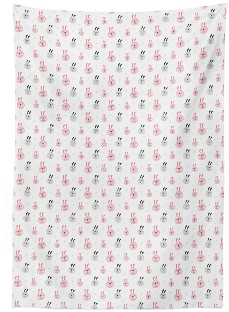 ABAKUHAUS Tafelkleed Paashaas – 140x240 cm – satijn – roze lichtgrijs