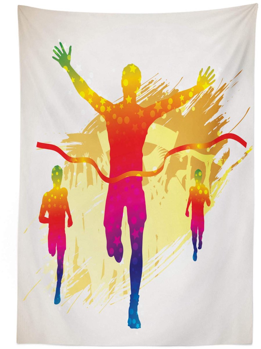 ABAKUHAUS Tafellaken Grunge Silhouet – 140x170 cm – Satijn, Lila/Gele