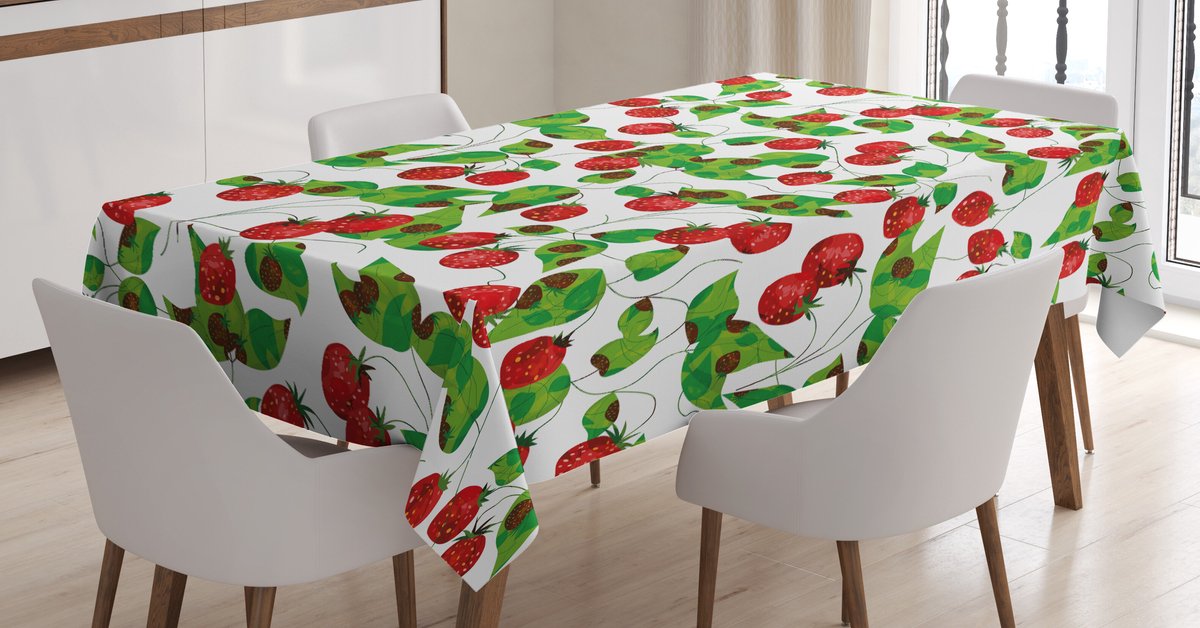 ABAKUHAUS Tafelkleed Fruits – Zomerstemming, groen-wit-rood, 140x240