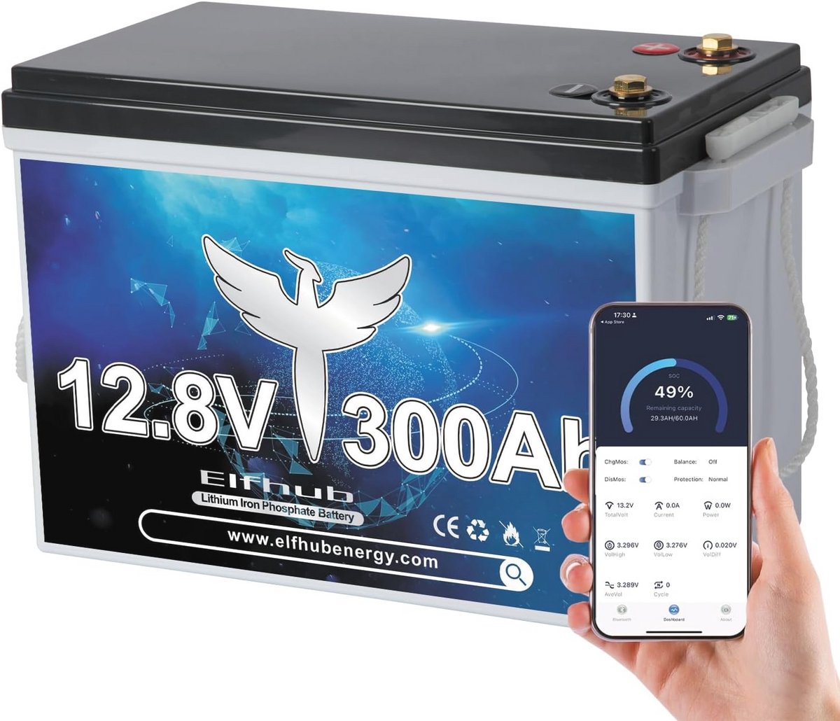 300Ah 12V LiFePO4 Batterij voor Camper en Huishoudens - 3840 Wh Capaciteit met BMS
