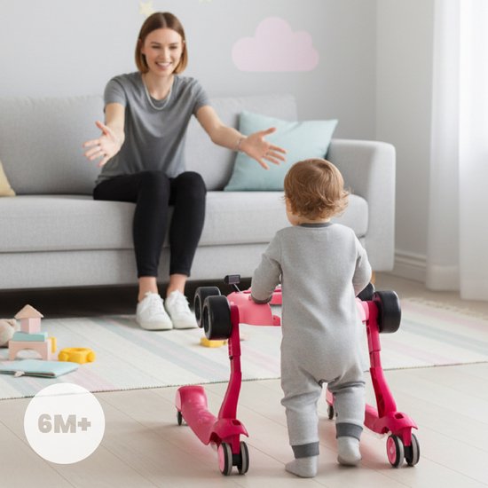 sun baby Loopstoel, baby walker vanaf 6 maanden, verstelbare hoogte, geluiden, lichten, spiegels - Roze van Sun Baby — afbeelding 5