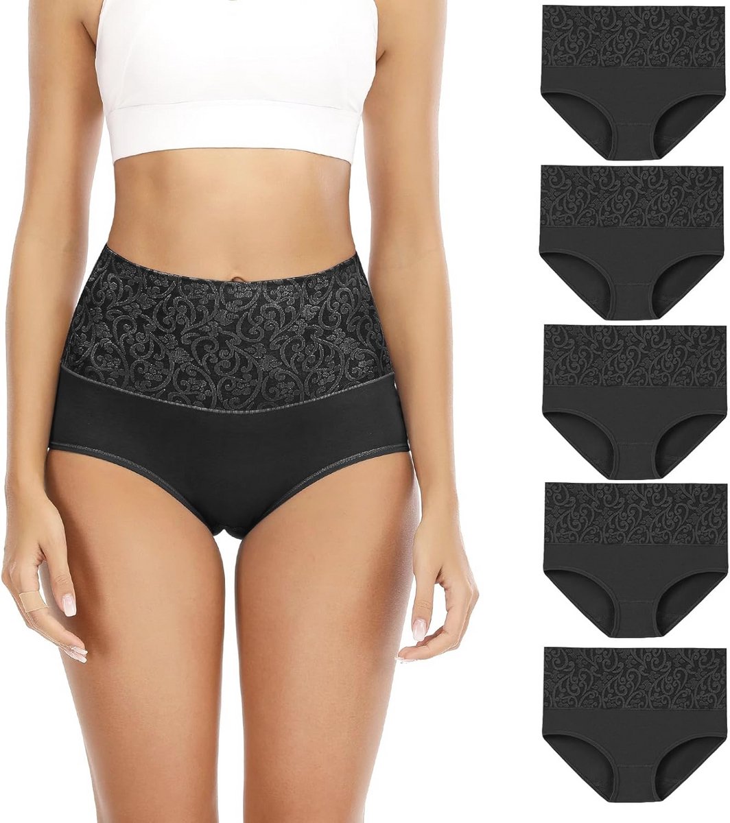 Hoge Taille Katoenen Damesslips Multipack - Comfortabele Ondergoed voor Dames
