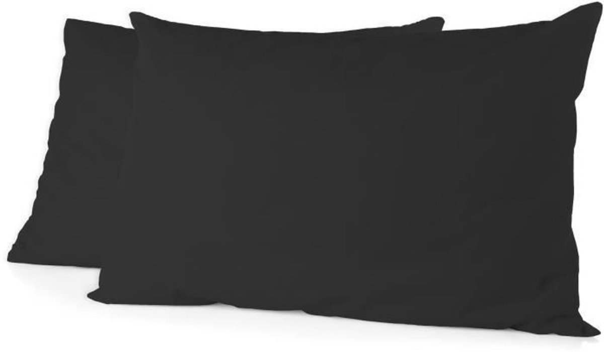 Set van 2 kussenslopen - HOME LINGE PASSION - HP72081 - 82 g microvezel - 50 x 70 cm - Zwart