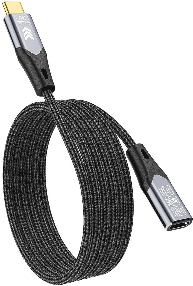 USB-C Verlengkabel 1 m voor 40 Gbps Thunderbolt 4 - 8K Video & 240W Opladen
