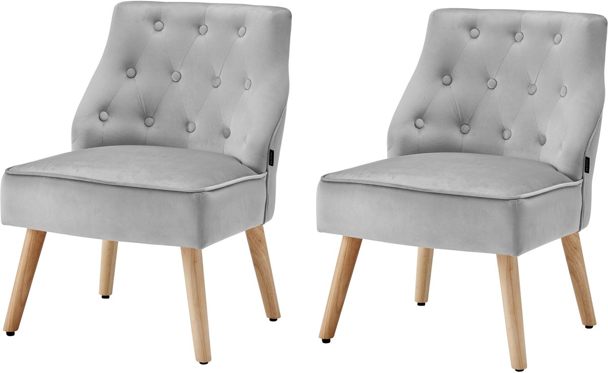 Emery-Loungestoel in fluweel grijs Set van 2