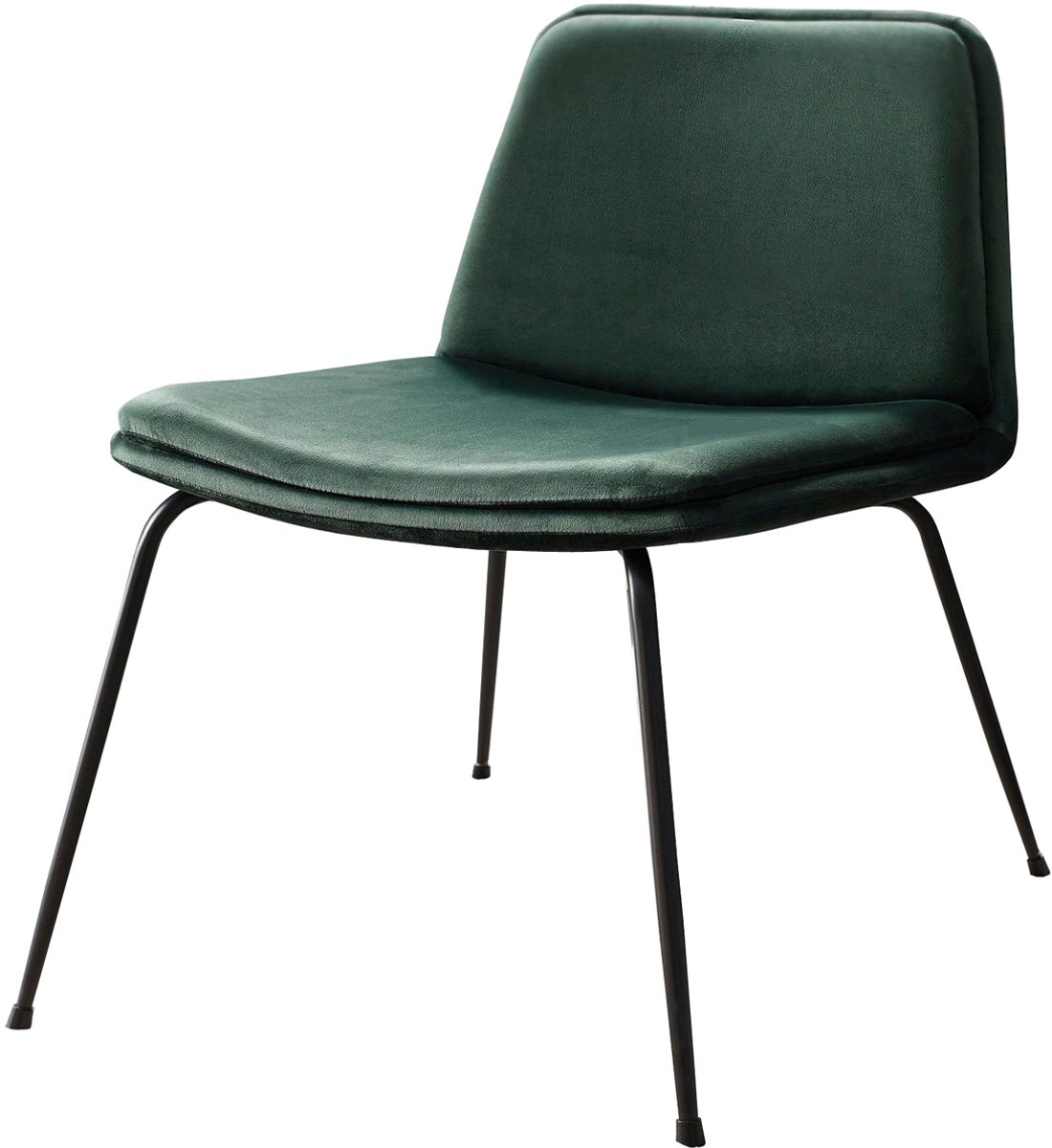 Heine-Loungestoel met metalen poten in fluweel groen zwart