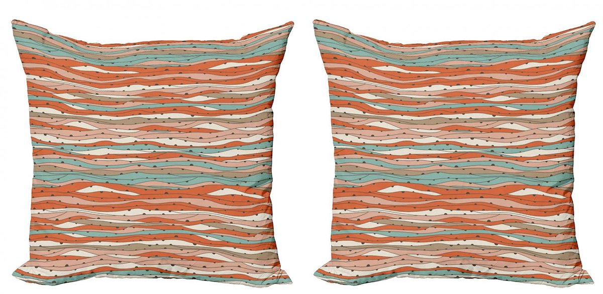 ABAKUHAUS Abstrakt Kussenhoes Set – 2x 45x45 cm – Dubbelzijdige Opdruk – Multicolor Pastel Mehrfarbig