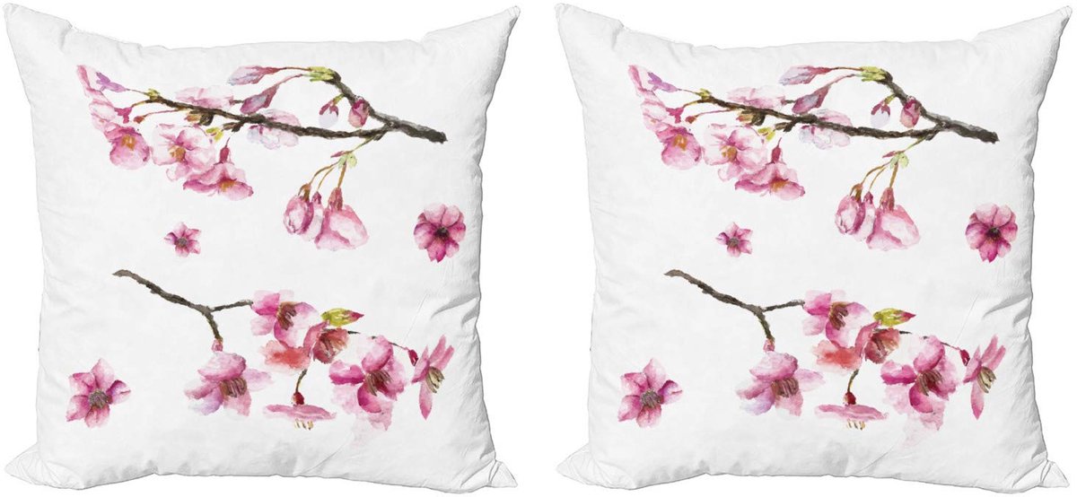 ABAKUHAUS Bloemen Kussenhoes Set – 2x50x50 cm – Dubbelzijdig Digitaal Drukwerk – Multicolor Groen