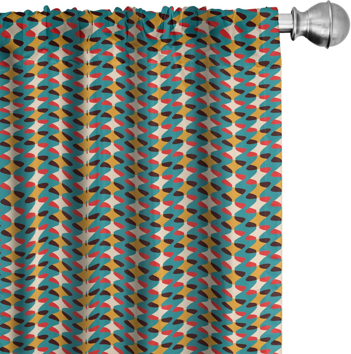ABAKUHAUS Retro gordijnen – Abstracte lijnen – 2x75x175 cm – veelkleurig Meerfarbig