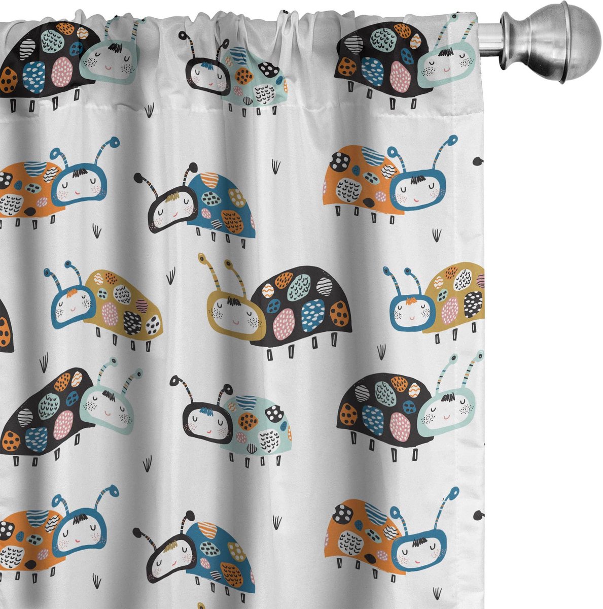 ABAKUHAUS Lieveheersbeestje Gordijnen – 2x75x225 cm – Mikrofaser, Halfdonker Wit