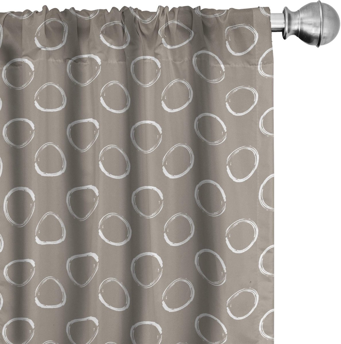 ABAKUHAUS taupe-wit gordijnset 2x75x175 cm – microvezel, rodpocket Taupe Weiß