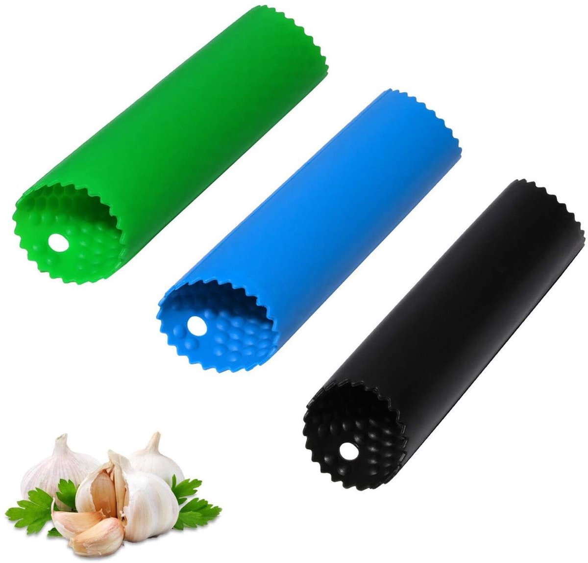 Knoflookschiller huidverwijderaar roller. gemakkelijk te schillen knoflookteentjes met siliconen rubberen buisroller keuken knoflookgereedschap peeling zonder geur met interne golfpunten ontwerp (3