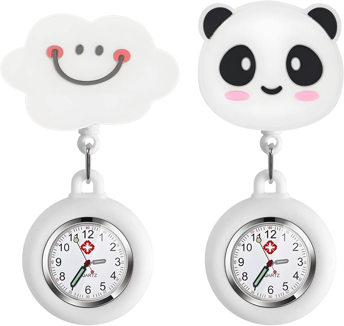 Schattig Draagbaar Verpleegsterhorloge - Intrekbaar Silicone Zakhorloge met Oplichtende Functie