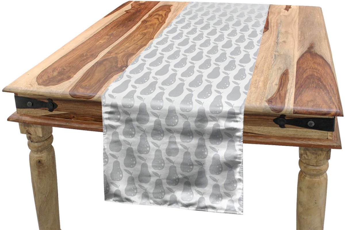 ABAKUHAUS Tafelloper - Grijs/Wit - Winterse vruchten - 40x180 cm