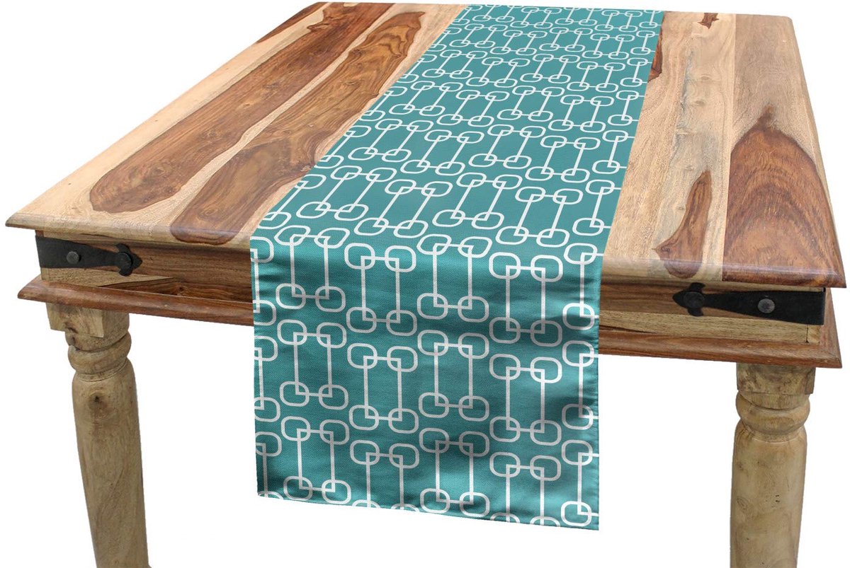 ABAKUHAUS Turkoois tafelloper – Retro patroon 40x180 cm – Wasbaar op 40°C