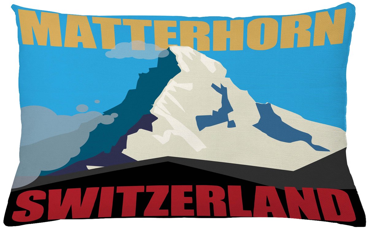ABAKUHAUS Zwitserland Kussenhoes – Matterhorn-top – 65x40 cm – Geel/Blauw Geel / Blauw