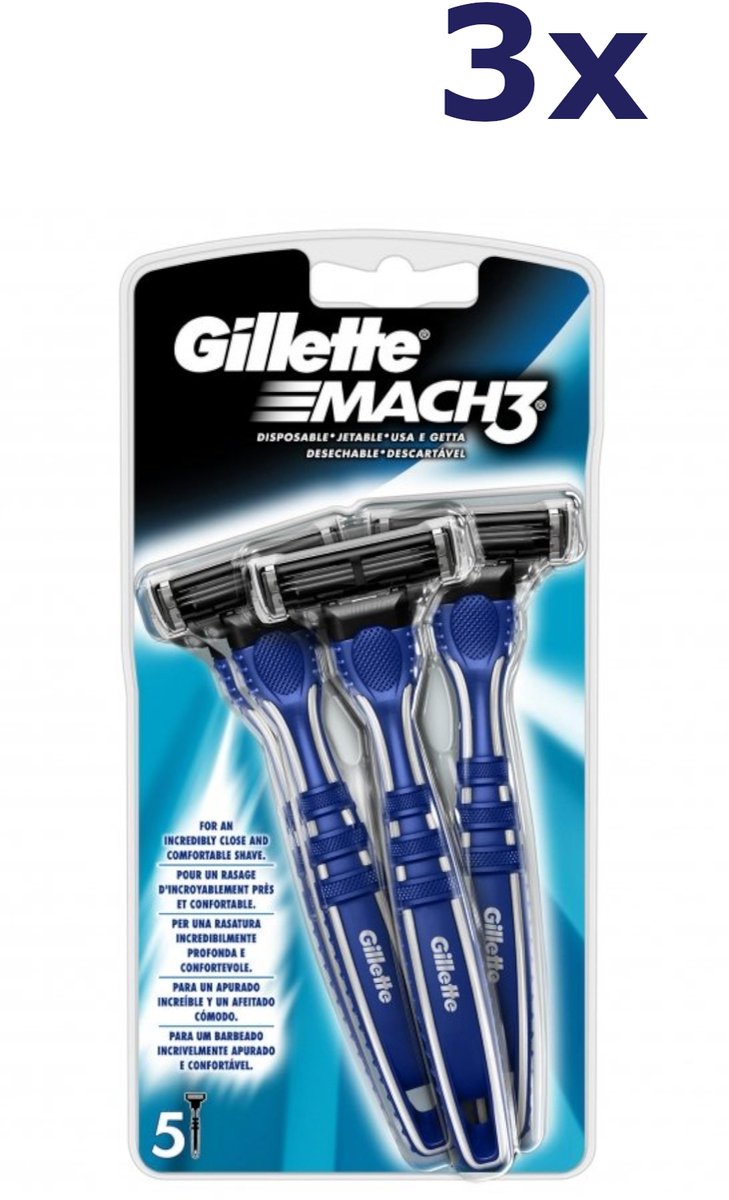 3x Gillette Mach3 - wegwerpscheermesjes - 5st