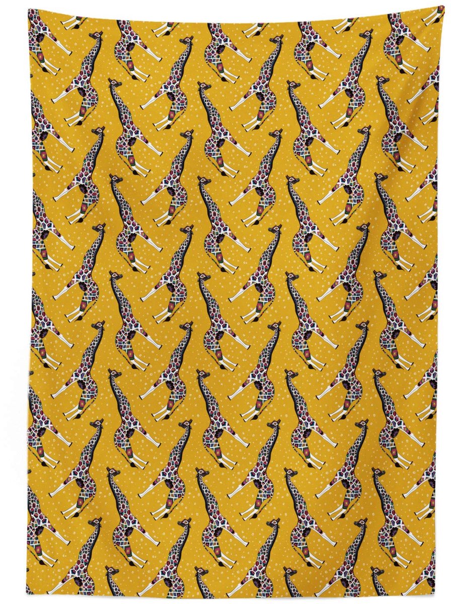 ABAKUHAUS Giraf Tafelkleed – Satijnmix – 140x240 cm – Meerkleurig