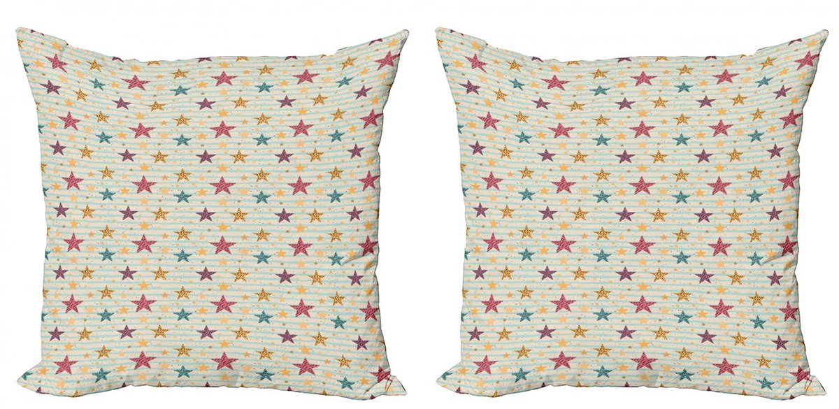 ABAKUHAUS Sterren Kussenhoezen-Set 60x60 cm – Tweezijdig – Met rits – Multicolor Mehrfarbig