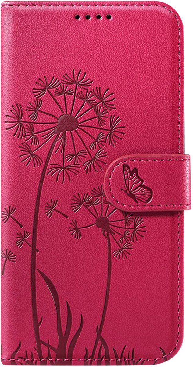 Zanae, Wallet Case for Redmi Note 14 4G Premium Design Flowers Butterfly, Rood
