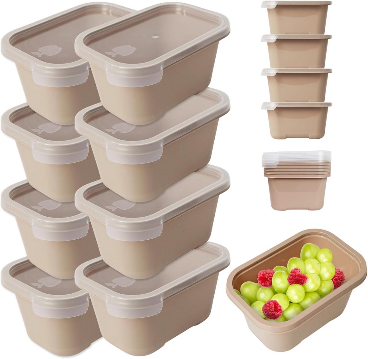 Luchtdichte voedselcontainers voor levensmiddelen - 8 stuks (750 ml) - Magnetron- en vaatwasmachinebestendig