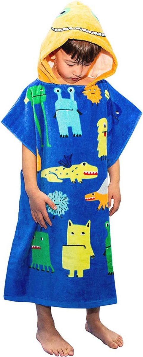 Hooded Poncho Handdoek voor Kinderen van Zacht Katoen - Absorberend en Ideaal voor Strand en Bad