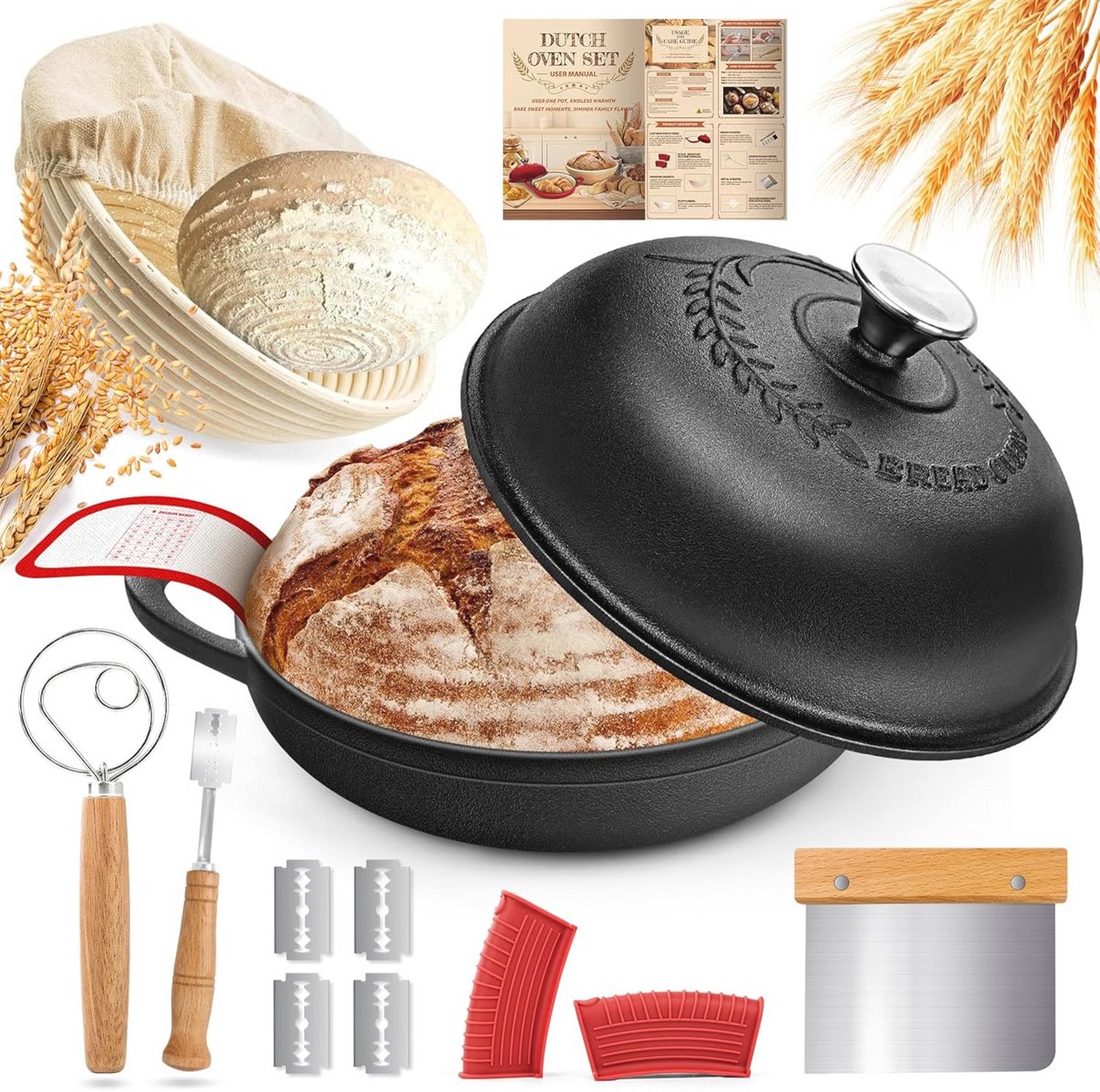 Hollandse Oven Pot met Deksel - Ideale Gietijzeren Pot voor Bakken
