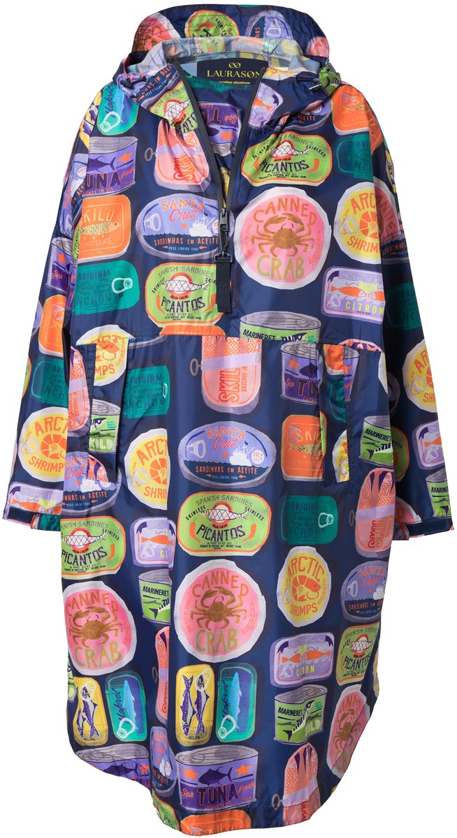 Laurasøn - Dames - Functionele regencape unisex print capuchon - Limoen - Maat 1