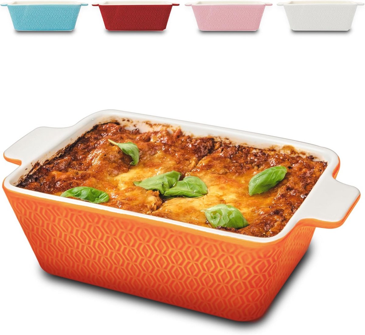 Keramische Casserole - Extra Hoge Rand - Antikleef en Krasbestendig - Vierkant (Oranje)