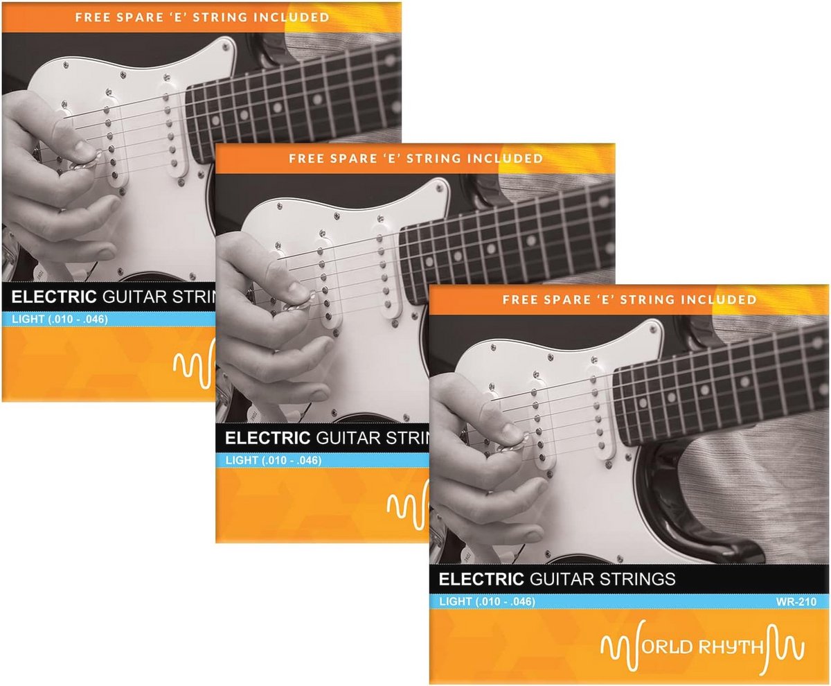 Licht Elektrische Gitaar Snaren (.010 - .046) - 3 Pack met Reserve Snaren