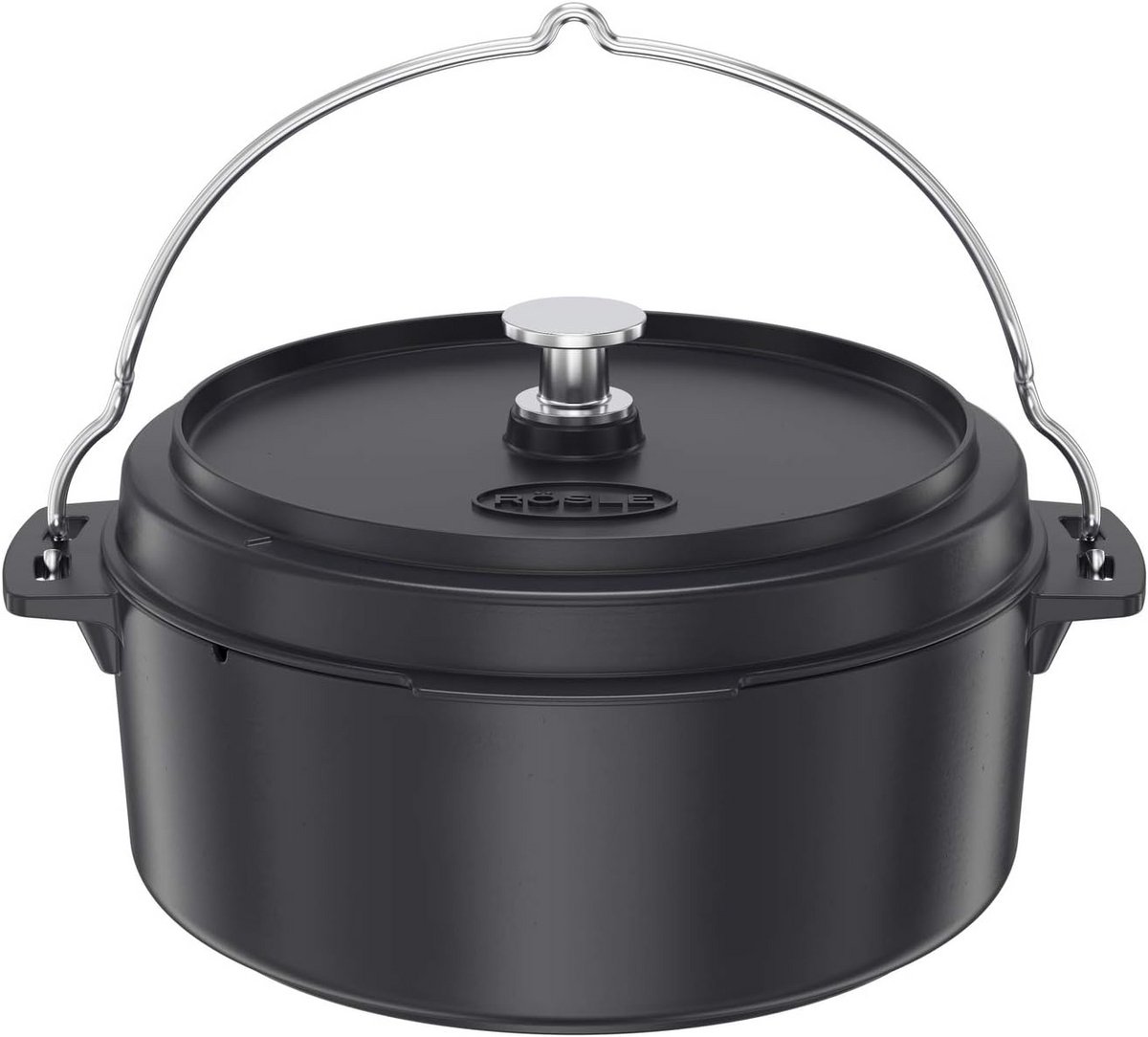 Kookpan Gietijzer 8,5L met Deksel en Draaggreep - 43,5 x 36 x 20 cm - Zwart