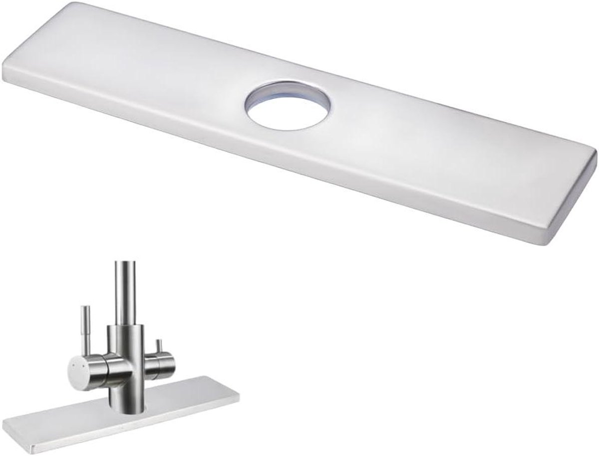 Allecta - Roestvrijstalen Wastafelkraan Basisplaat 10 Inch - Aanrecht Kraan Gat Cover - Keuken Badkamer - 304 RVS - Rechthoek Cover Plaat - 1 Gat - Dekplaat Rozet