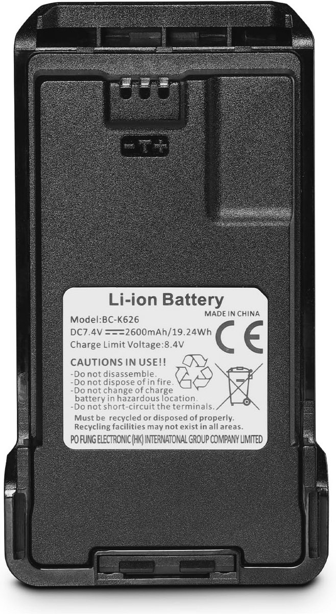 Oplaadbare Li-ion batterij 2600 mAh voor bidirectionele radio's met USB-C