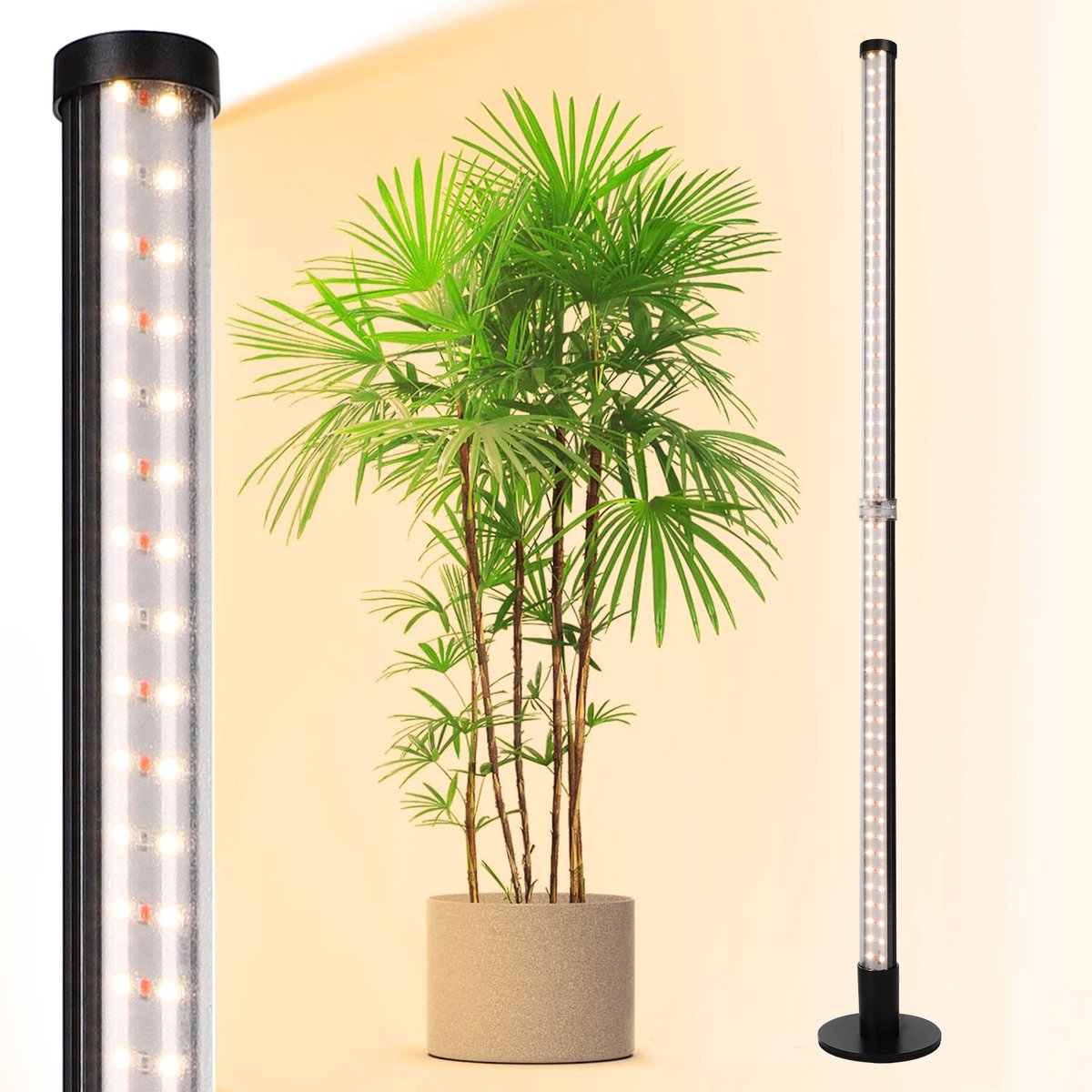 MUPOO Groeilamp Planten – Kweeklamp LED Full Spectrum – Vloerstaande Binnenplanten Lamp 82cm, 16W, 146 LED – Met Timer – Voor Hoge Binnenplanten, Zaailingen & Groenten