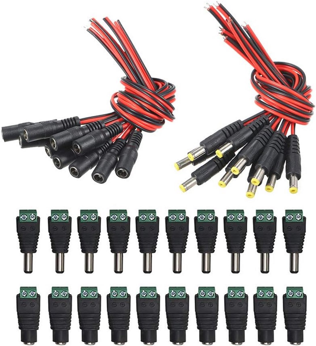 10 Pairs 5.5 x 2.1mm DC Power Pigtail Adapter voor CCTV