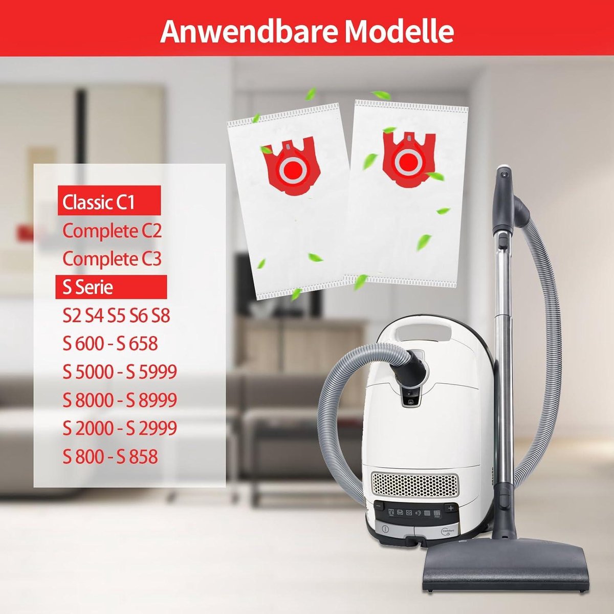 Allecta - Stofzuigerzakken en HEPA-filters voor Miele stofzuigers - Pakket van 15 zakken en 4 filters.