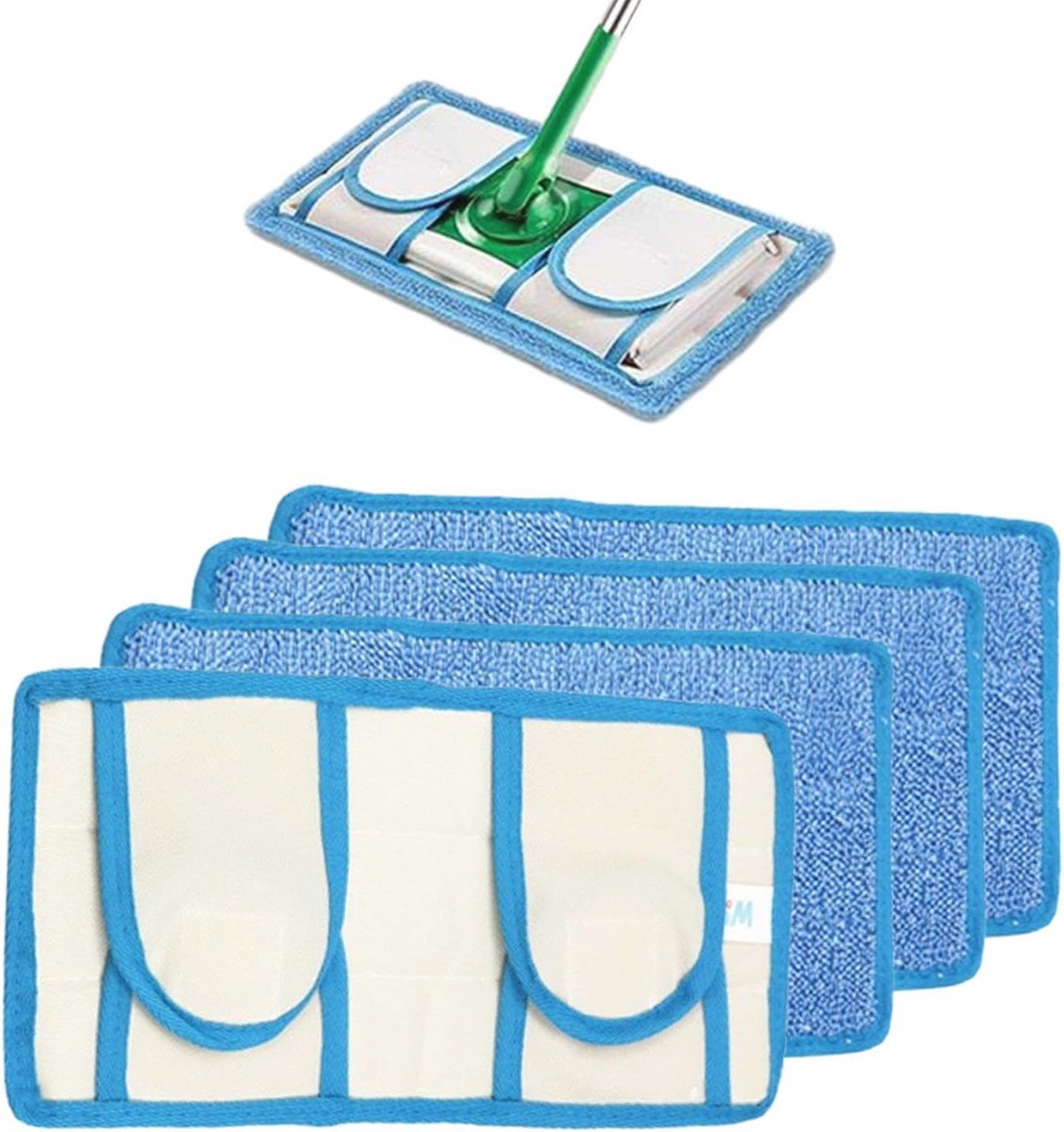 Herbruikbare Microvezel Mop Pads 4 Stuks voor Alle Vloertypes
