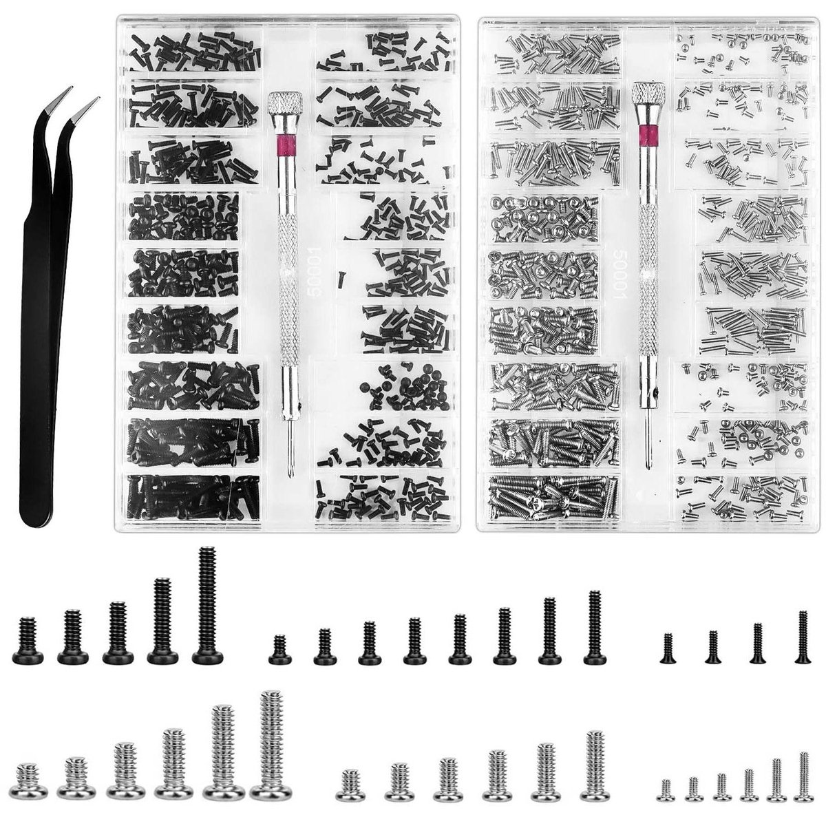 All4You - Kleine schroevenset met 1000 stuks voor brillen, horloges, muis en laptop