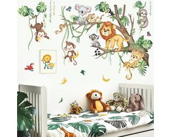 Allecta - Jungle Dieren Muurstickers Leeuw Luipaard Koala Aap XL formaat voor Woonkamer, Babykamer en Kinderkamer Decoratie.