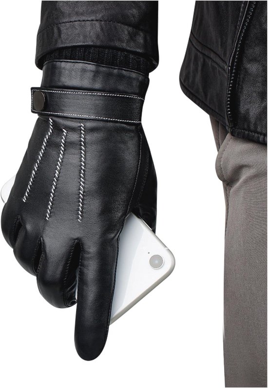 Heren Winter Warm Echt Schapenleren Handschoenen Met Touchscreen En Heren Winter Warm Echt Schapenleren Handschoenen Met Touchscreen En