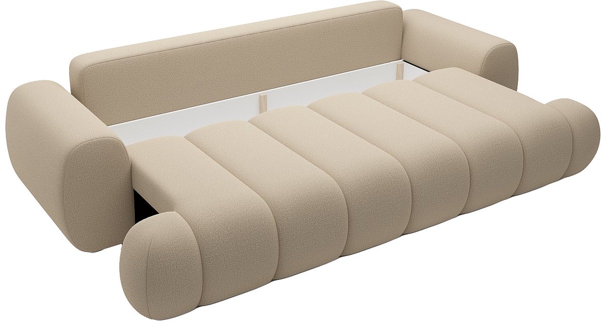 Vente-unique Vierzits-slaapbank van beige stof FRIDORA