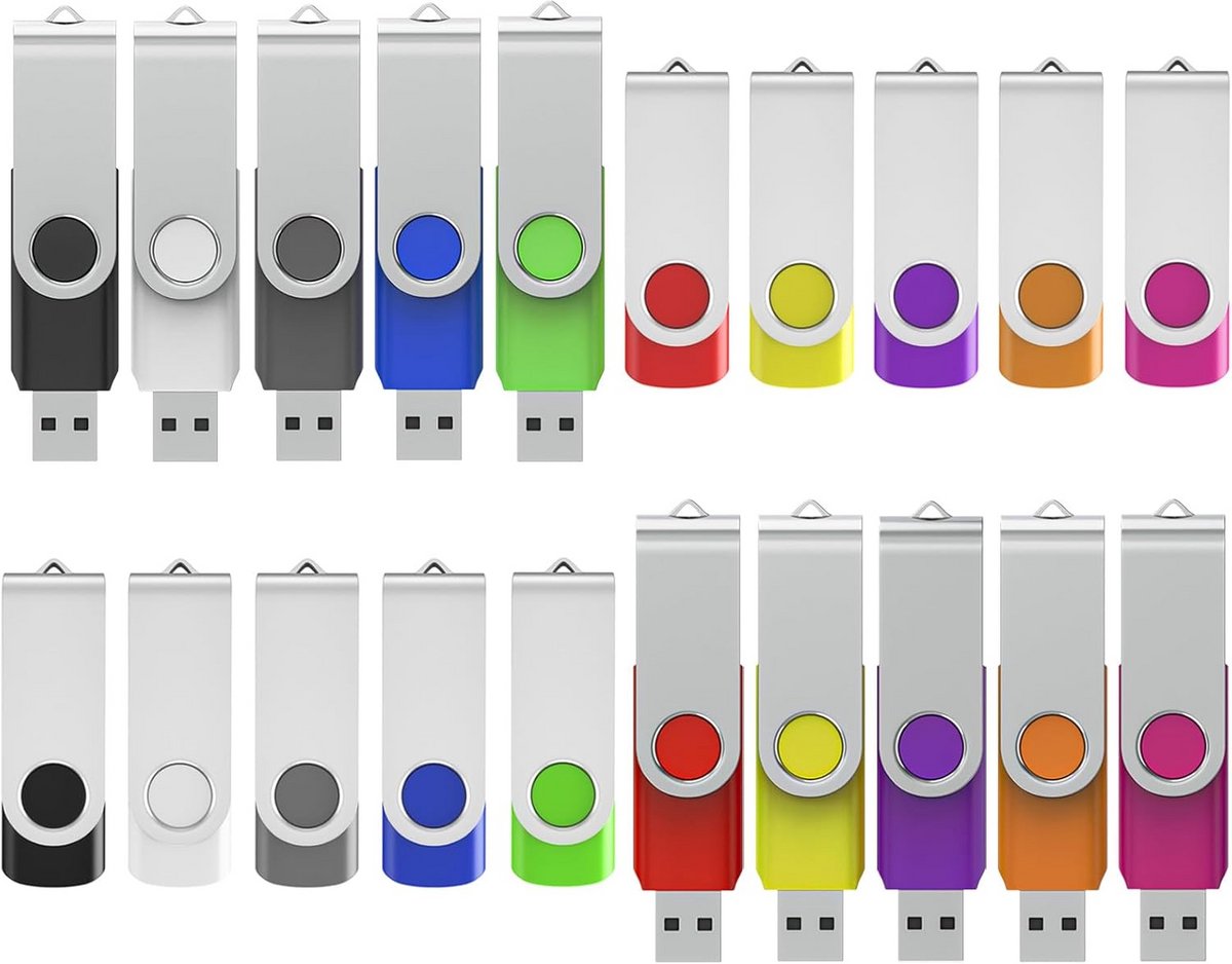 Set van 20 USB Sticks 4GB Draaibaar - Snelle USB 2.0 Geheugenstick voor PC, Laptop en TV