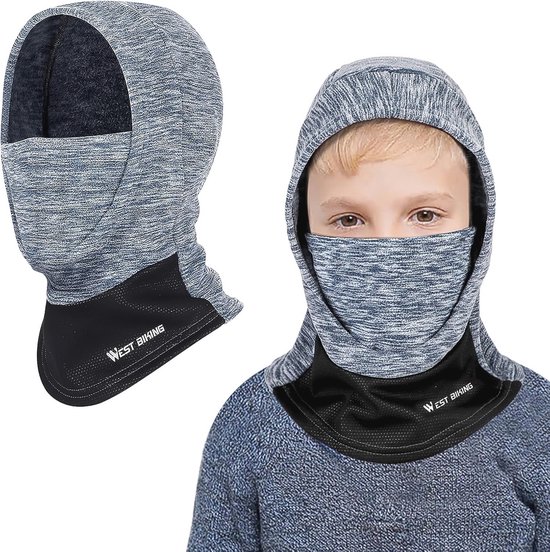 Kinderen Thermische Bivakmuts Multifunctioneel Winddicht Warm Ski Masker Fiets Muts met Nekwarmer voor Jongens en Meisjes van 6-13 Jaar