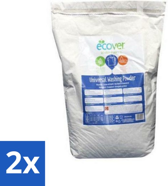 Ecover - Waspoeder Universal - Voor witte & bonte was - 7,5 kg - Voordeelverpakking - 2 stuks