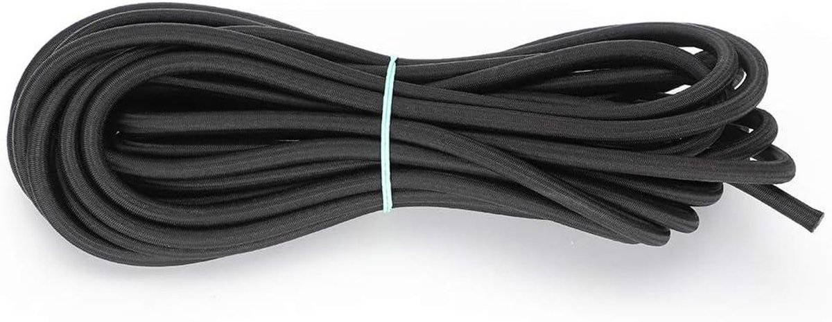 Allecta - Elastisch touw koord 7mm diameter, 10m lengte, sterke elasticiteit, zwart, voor kleding DIY, volwassenen en kinderen