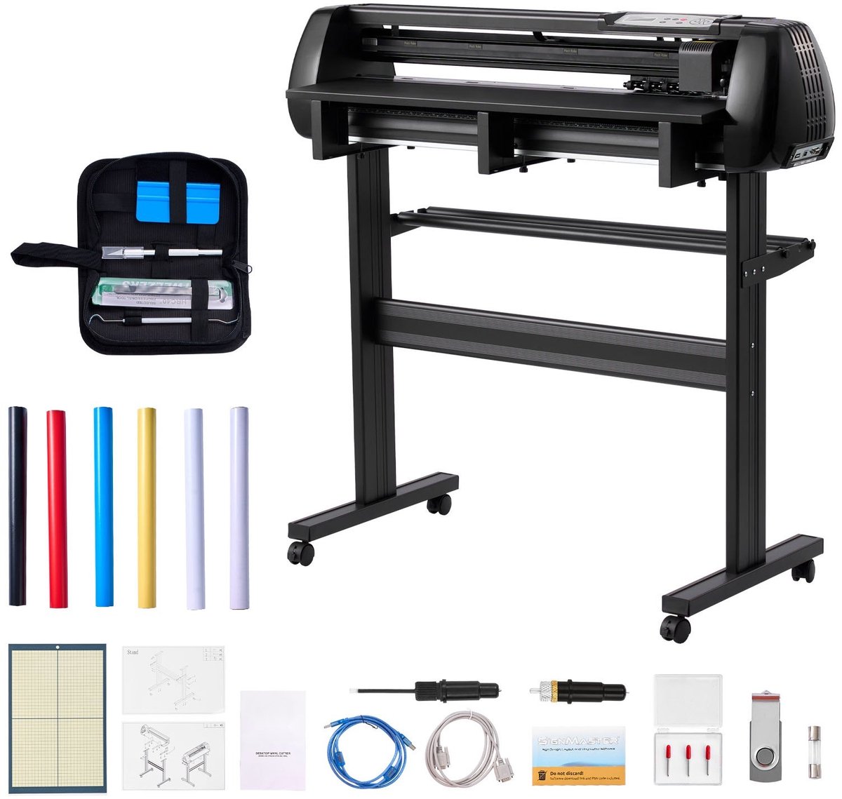 Vinylsnijmachine - Vinylsnijplotter Set - Maximale invoerbreedte 87 cm - Dubbele messen - LED-display - Instelbaar - Met stickervellen en transferfolie - Software inbegrepen