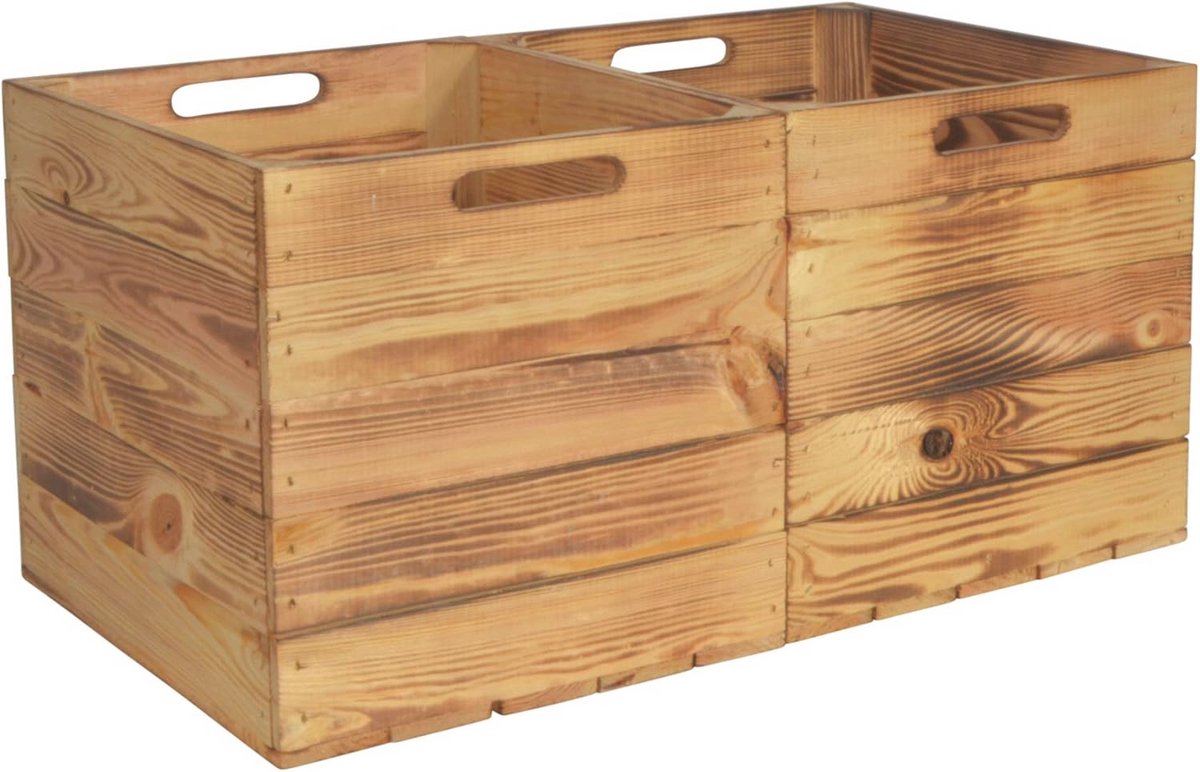 Houten Opbergkisten Gevlamd 2 Stuks - Perfecte Opslagoplossing