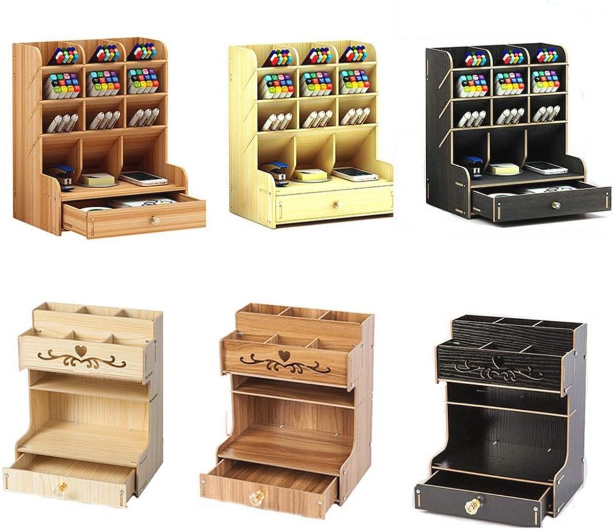 Multifunctionele bureau-organizer met laden voor kantoorbenodigdheden